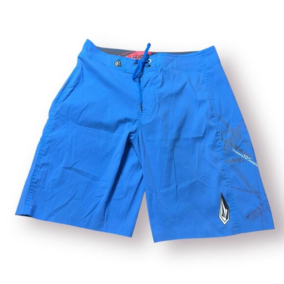 Volcom Blue Board Shorts Size‎ 32" 3 Way Stretch Trunks Retro Y2K Swim - Picture 1 of 5